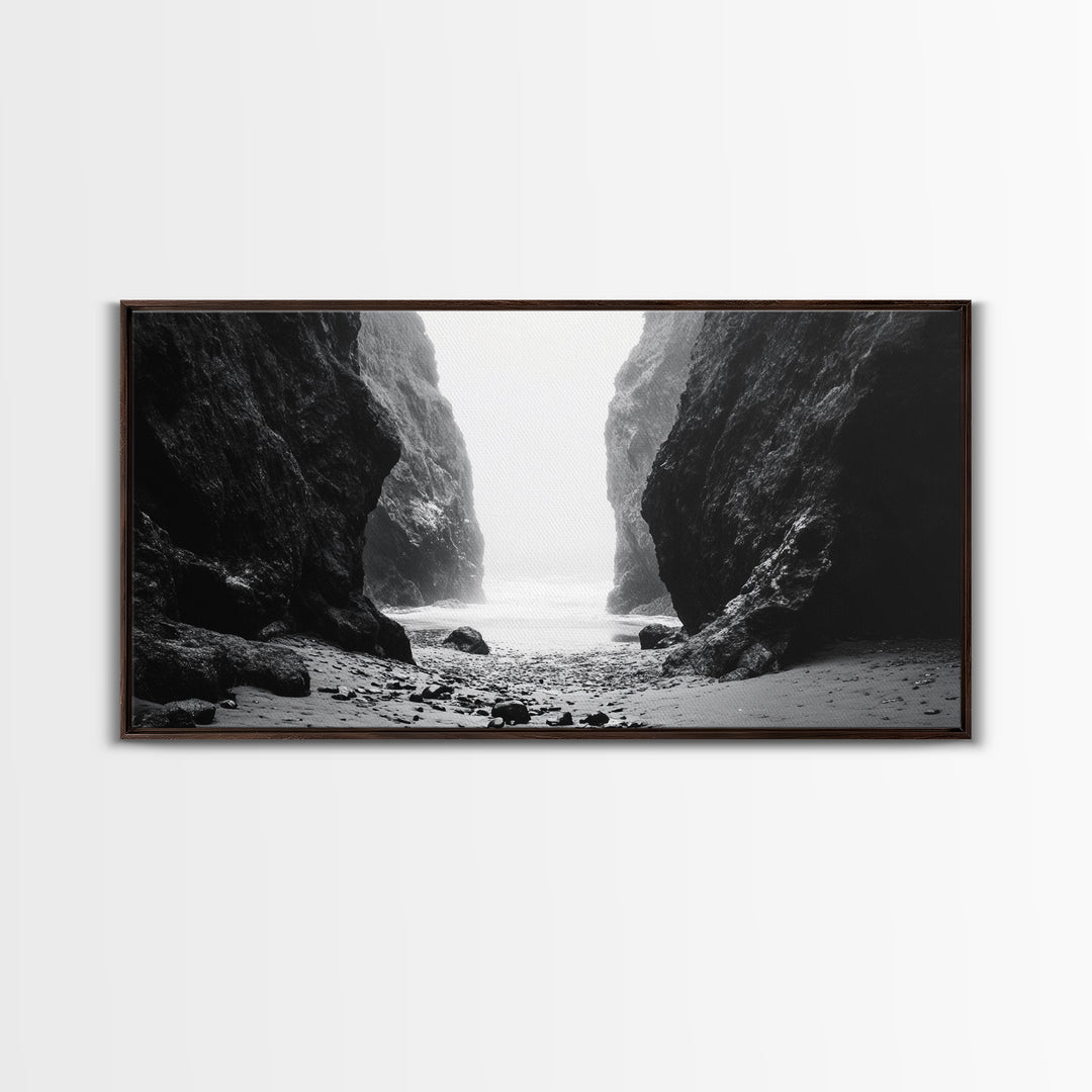 Canyon, moody art, dramatic landscape, rustic decor, wabi sabi art, minimalist art, vertical wall art, farmhouse art, framed canvas print