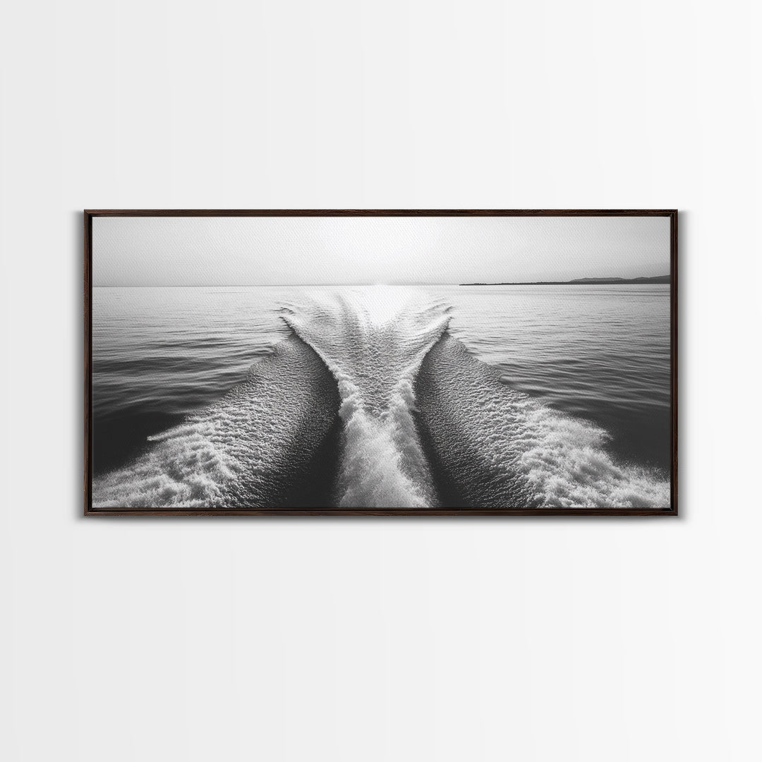 Nautical painting, ocean waves, coastal decor, seascape painting, panoramic art, extra wide art, framed canvas print