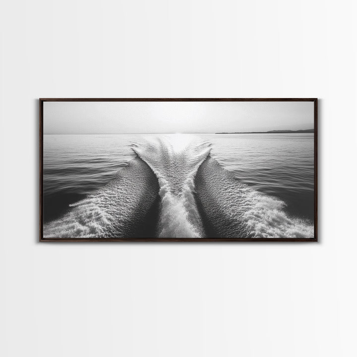 Nautical painting, ocean waves, coastal decor, seascape painting, panoramic art, extra wide art, framed canvas print