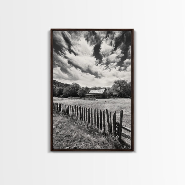 Abandoned Cabin, rustic wall art, farmhouse decor, moody art, countryside painting, wabi sabi art, framed canvas print, vintage wall decor