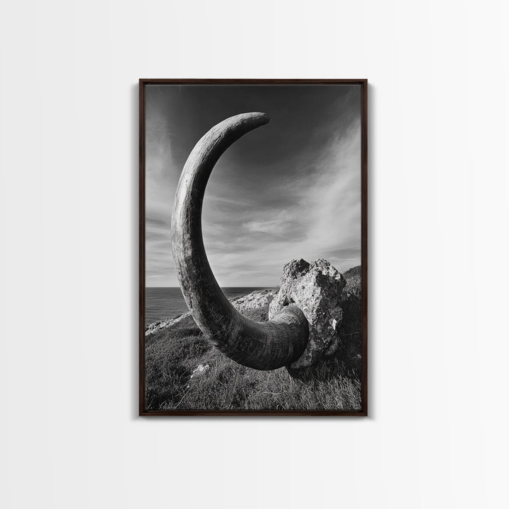Ancient Horn, ozymandias art, rustic wall art, moody decor, nature landscape art, wabi sabi art, framed canvas print, farmhouse decor