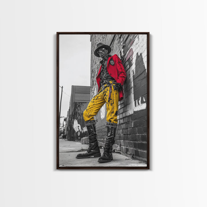 Urban fashion, chicano art, graffiti wall art, framed canvas print, moody cityscape, street style, afrocentric wall art, edgy decor