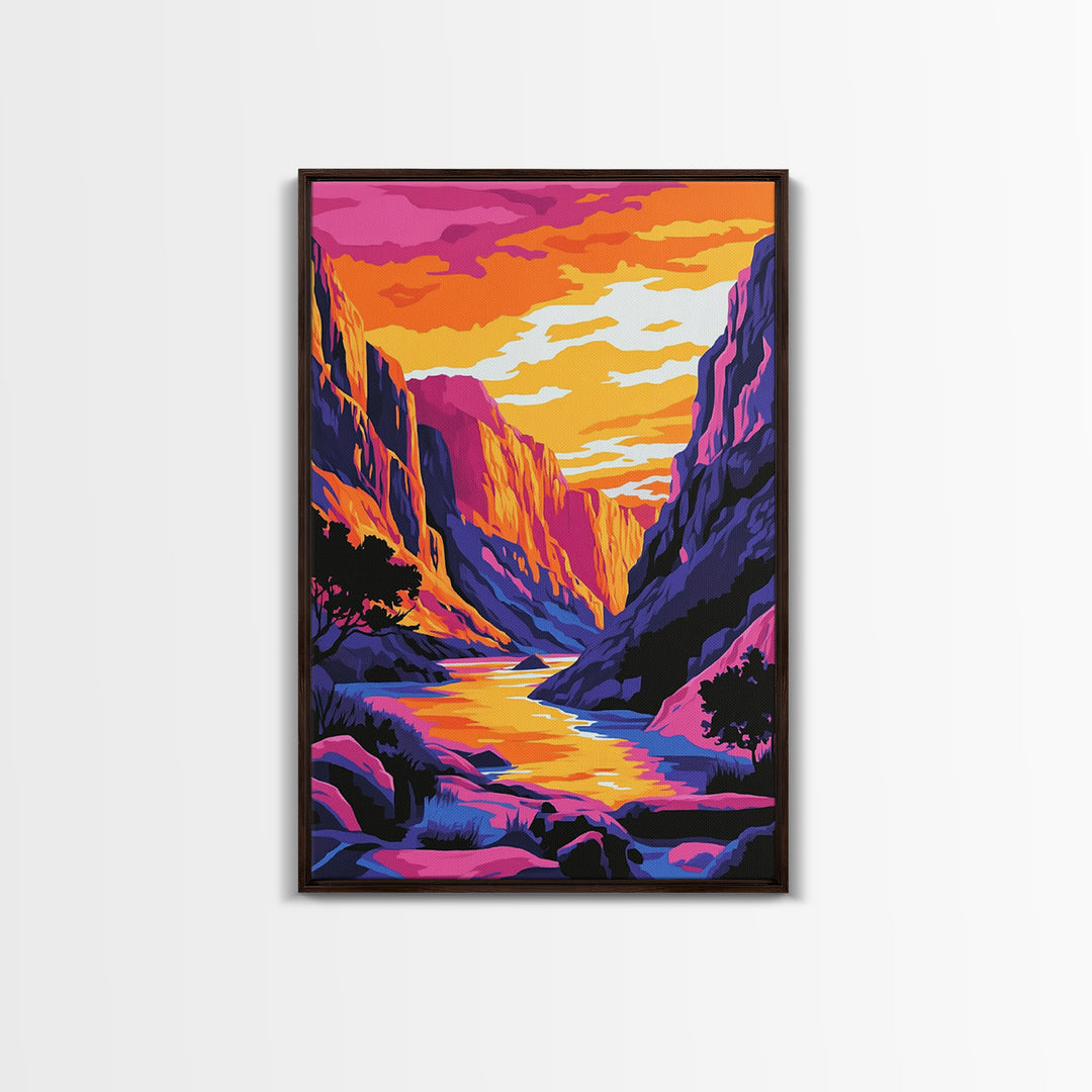 Canyon Sunset, Landscape Painting, Pink Orange Wall Art, Canvas Print, Southwest Wall Art, Nature Wall Art, Rustic Art, Gift Idea