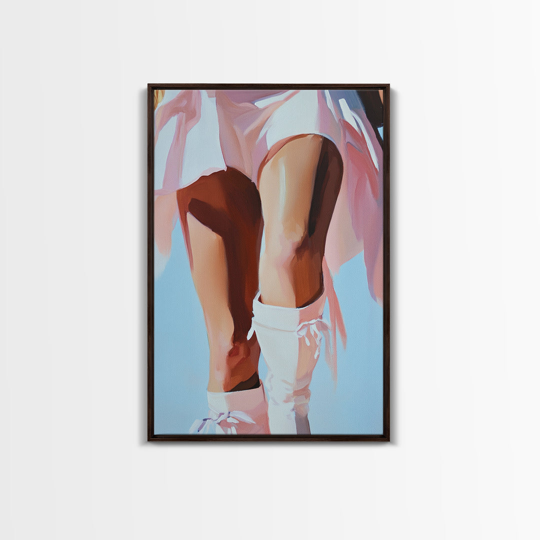 Cowgirl Boots, black cowgirl painting, coastal cowgirl wall art, rustic decor, light pink wall art, western aesthetic, Framed Canvas Print