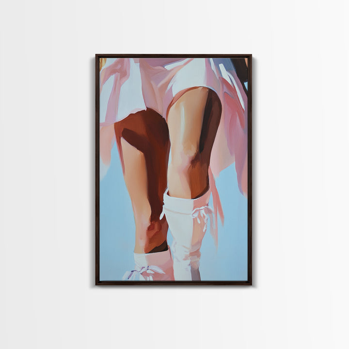 Cowgirl Boots, black cowgirl painting, coastal cowgirl wall art, rustic decor, light pink wall art, western aesthetic, Framed Canvas Print