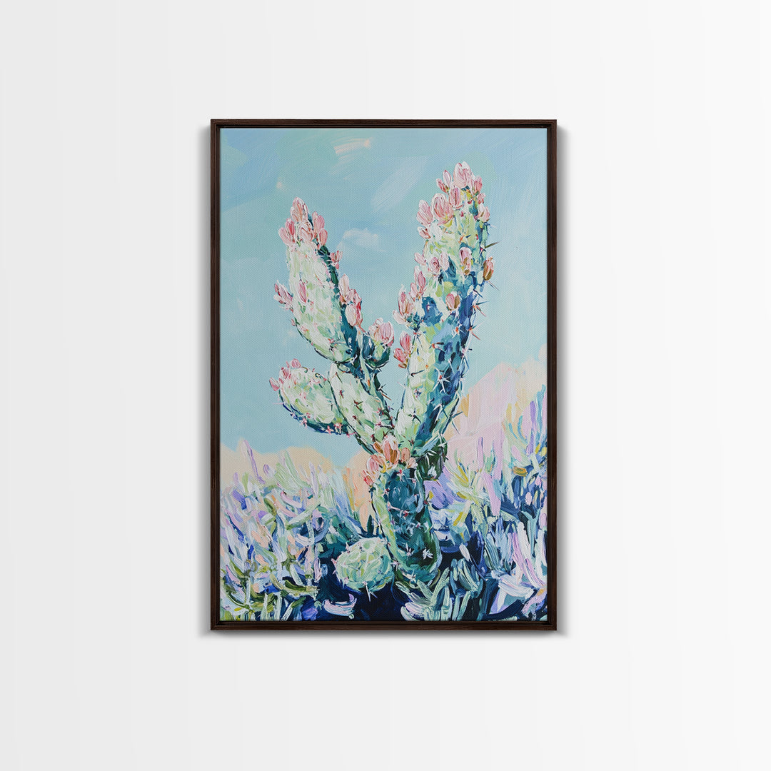Prickly Pear Cactus, agave painting, southwest wall art, botanical prints, gift idea for her, boho art, desert decor, Canvas Print