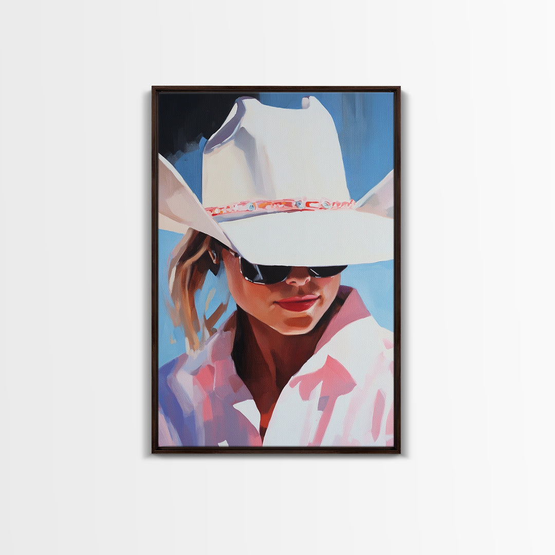 Cowgirl, Western Art, Rustic Decor, Coastal Cowgirl Wall Art, Canvas Print, Gift Idea For Her, Bedroom Art, Above Bed Wall Art