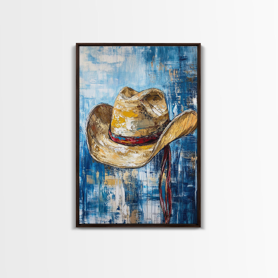 Cowboy Hat, Western Decor, Rustic Wall Art, Coastal Cowgirl Wall Art, Canvas Print, Gift Idea For Him, Farmhouse Art, Bedroom Art