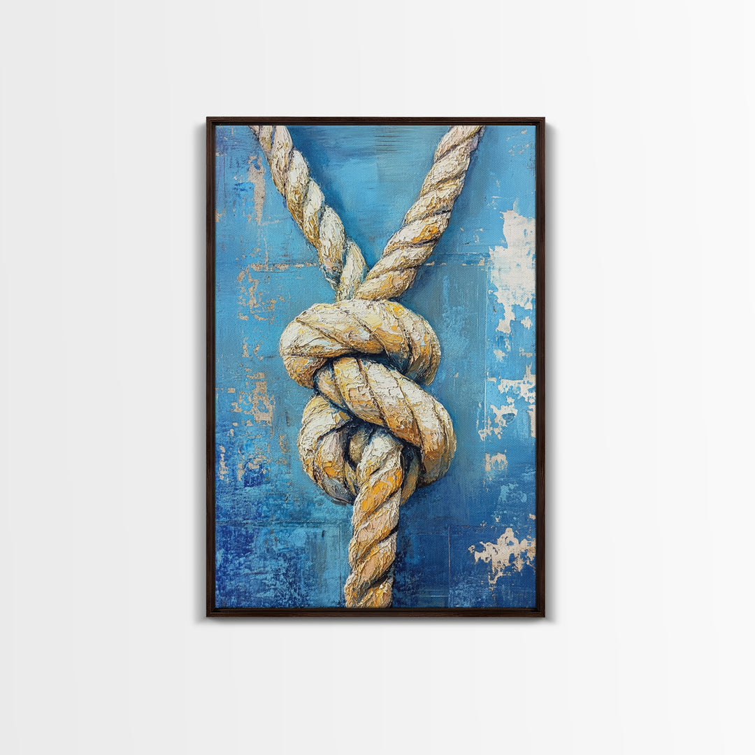 Nautical Knot, Coastal Wall Art, Framed Canvas Print, nautical decor, rustic art, textured painting, nautical painting, coastal cowgirl wall art