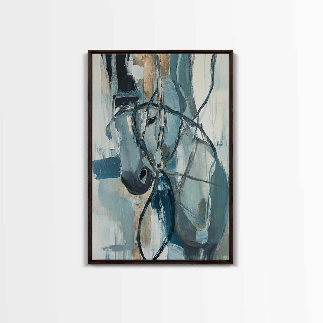 Abstract Horse, Moody Art, Horse Wall Art, Coastal Cowgirl Wall Art, Framed Canvas Print, Equestrian Decor, Rustic Art, Farmhouse Style
