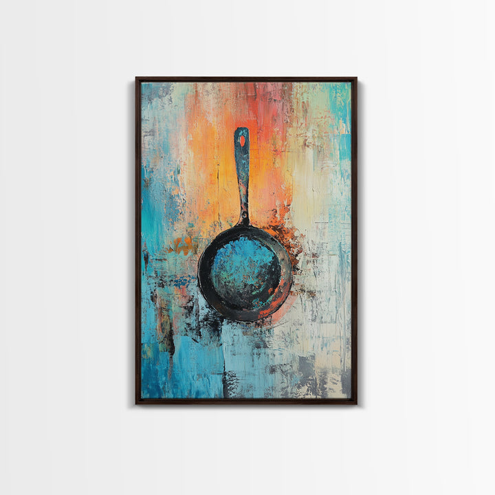 Abstract Frying Pan, kitchen art, food review kitchen art, rustic decor, geometric wall art, coffee wall art, Canvas Print