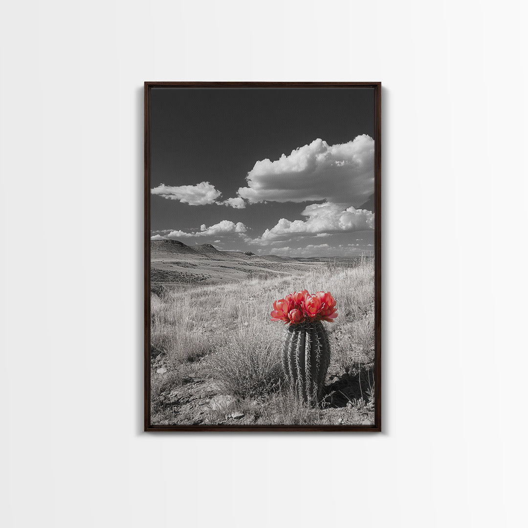 Cactus Bloom, Wildflower Painting, Botanical Prints, Nature Art, Rustic Decor, Southwest Wall Art, Canvas Print, Living Room Art