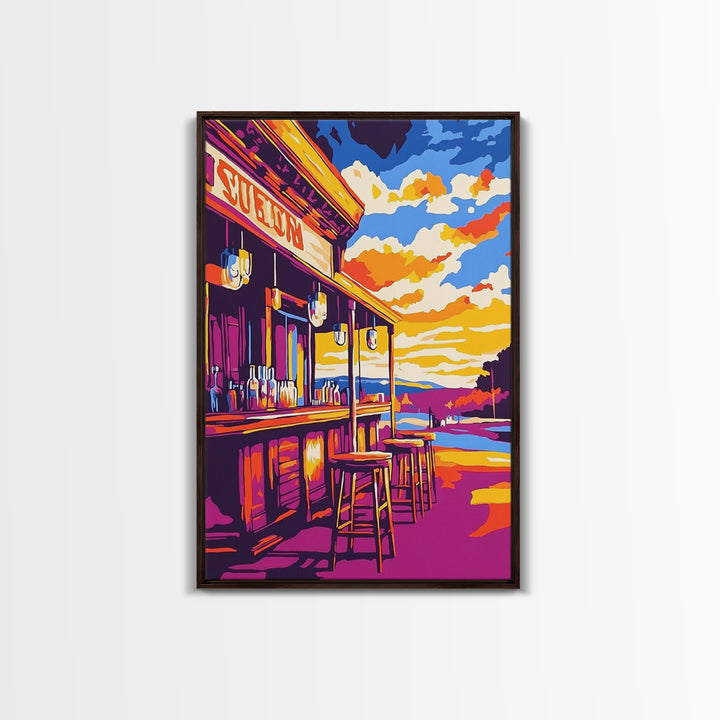 Western Saloon, Old West Bar, Rustic Cowboy Scene, Vintage Decor, Canvas Print, Extra Wide Art, Rustic Wall Art, Southwest Wall Art