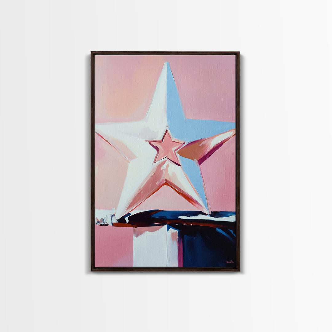 Pastel Star Painting, Light Pink Wall Art, Abstract Star Art, Whimsical Art, Matisse Wall Art, Canvas Print, Minimalist Art, Bedroom Art