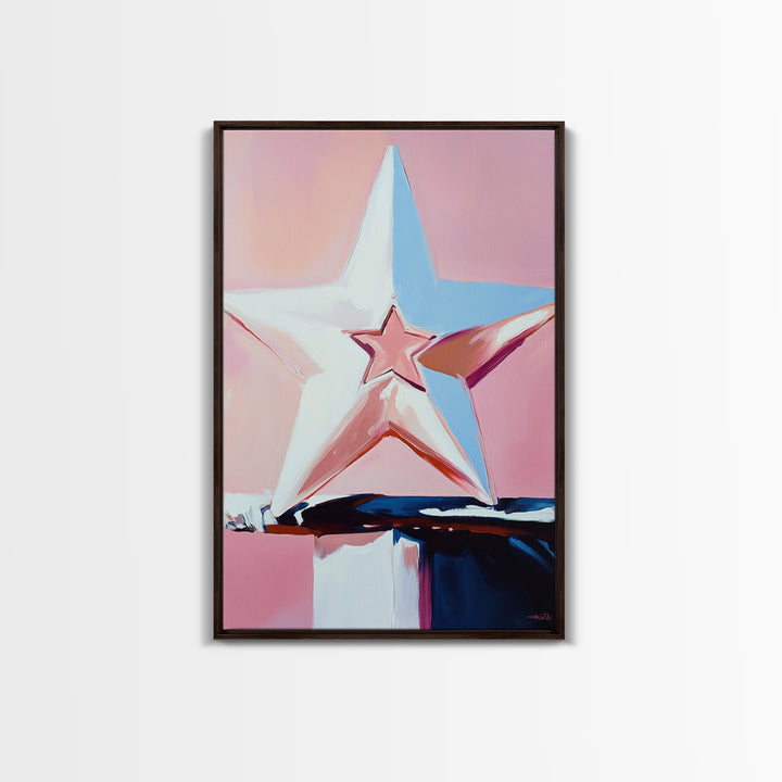 Pastel Star Painting, Light Pink Wall Art, Abstract Star Art, Whimsical Art, Matisse Wall Art, Canvas Print, Minimalist Art, Bedroom Art