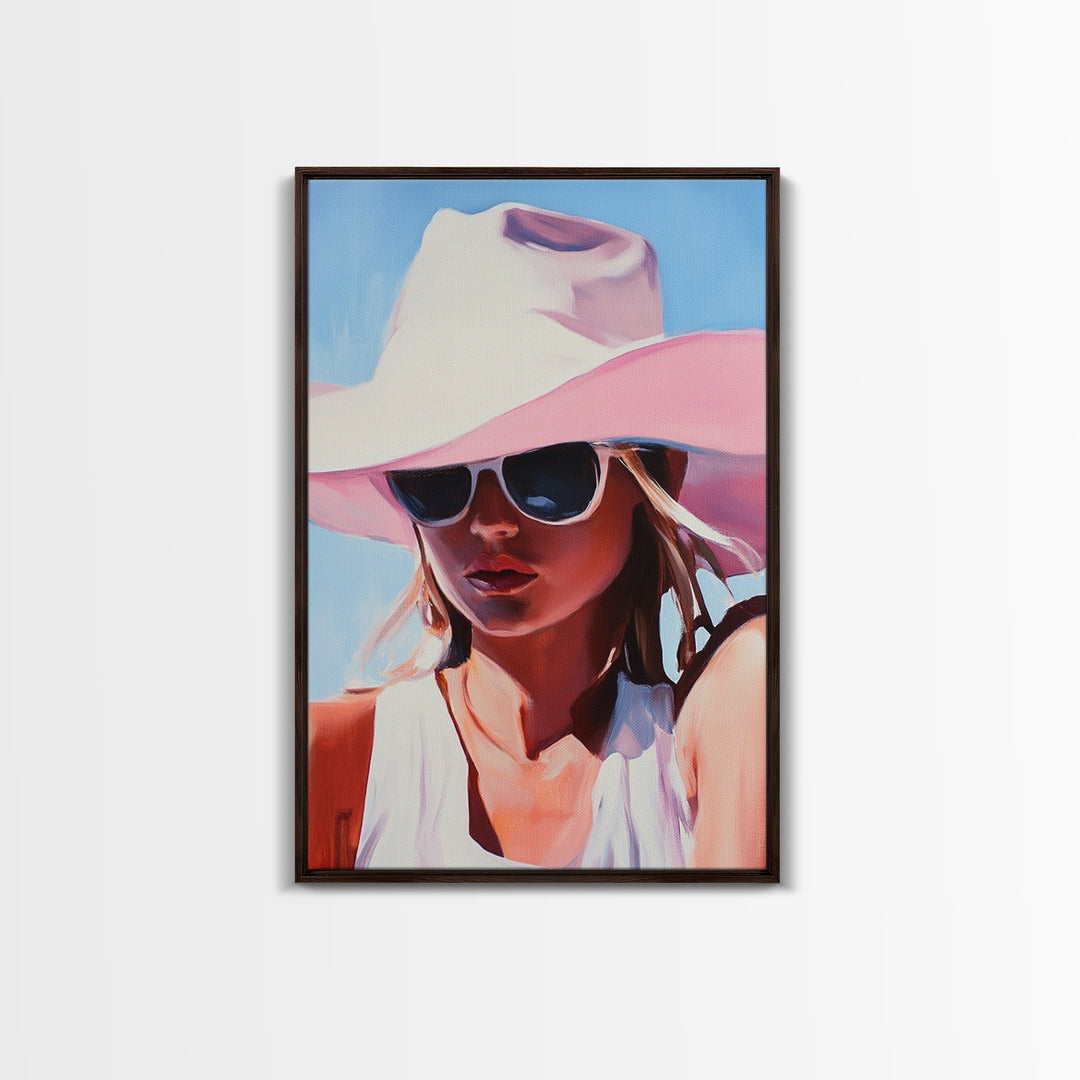 Coastal Cowgirl Painting, Black Cowgirl Art, Western Fashion Art, Moody Art, Southwest Wall Art, Canvas Print, Rustic Decor, Boho Art