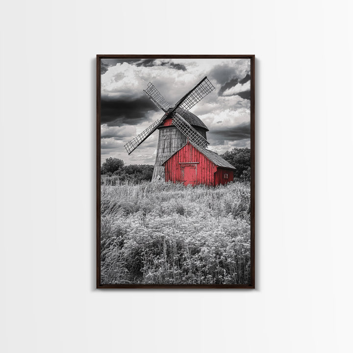 Windmill, Rustic Farm Art, Windmill Wall Art, Farmhouse Art, Minimalist Art, Rustic Decor, Wabi Sabi Art, Canvas Print, Gift Idea