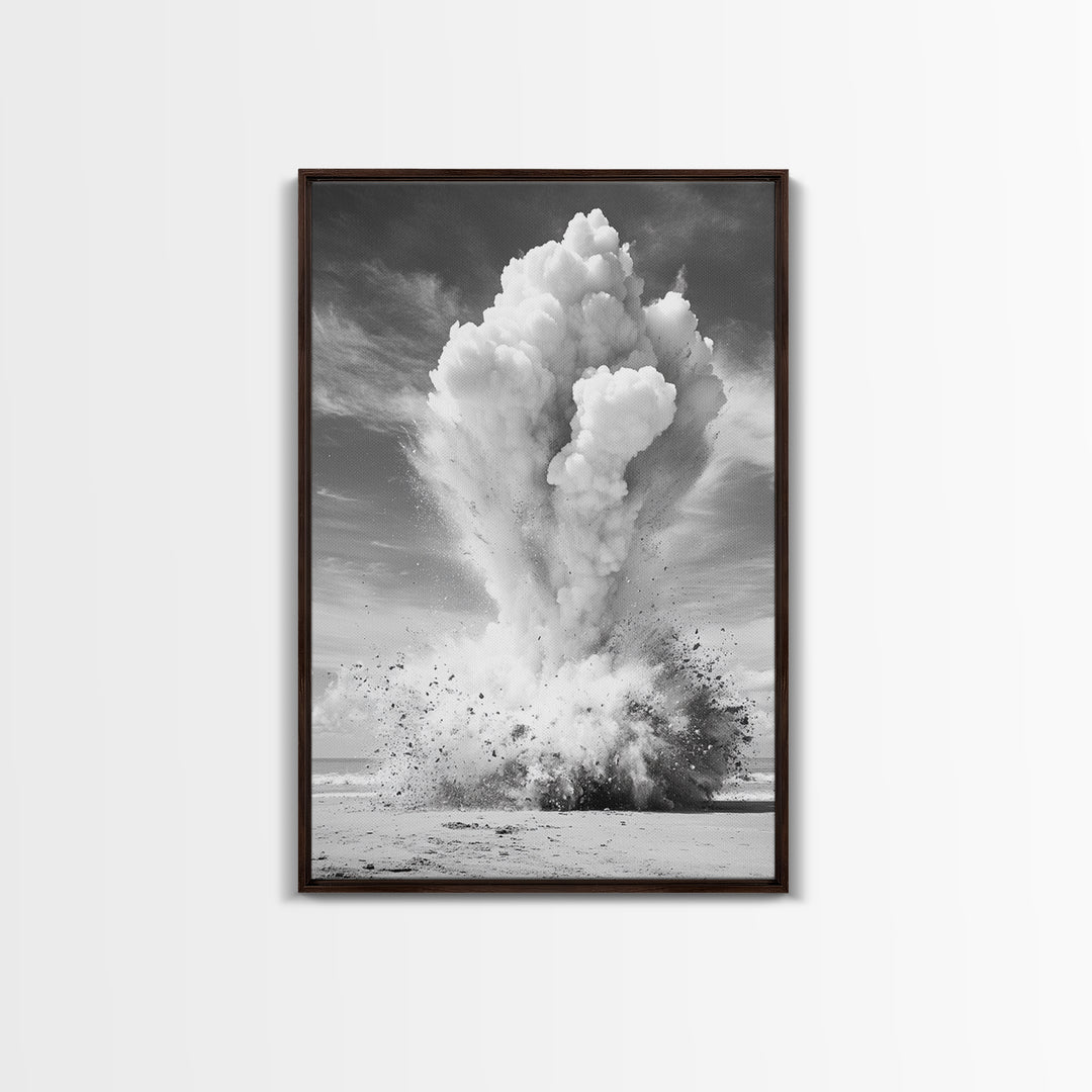 Explosion art, science art, moody art, dark romance painting, wabi sabi art, unique wall art, rustic decor, canvas print, above sofa art