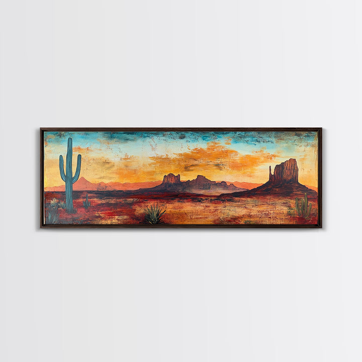 Southwest Wall Art, Framed Canvas Print, Joshua Tree Art, Desert Landscape Painting, Extra Wide Art, Rustic Wall Art, Above Couch Art, Gift Idea