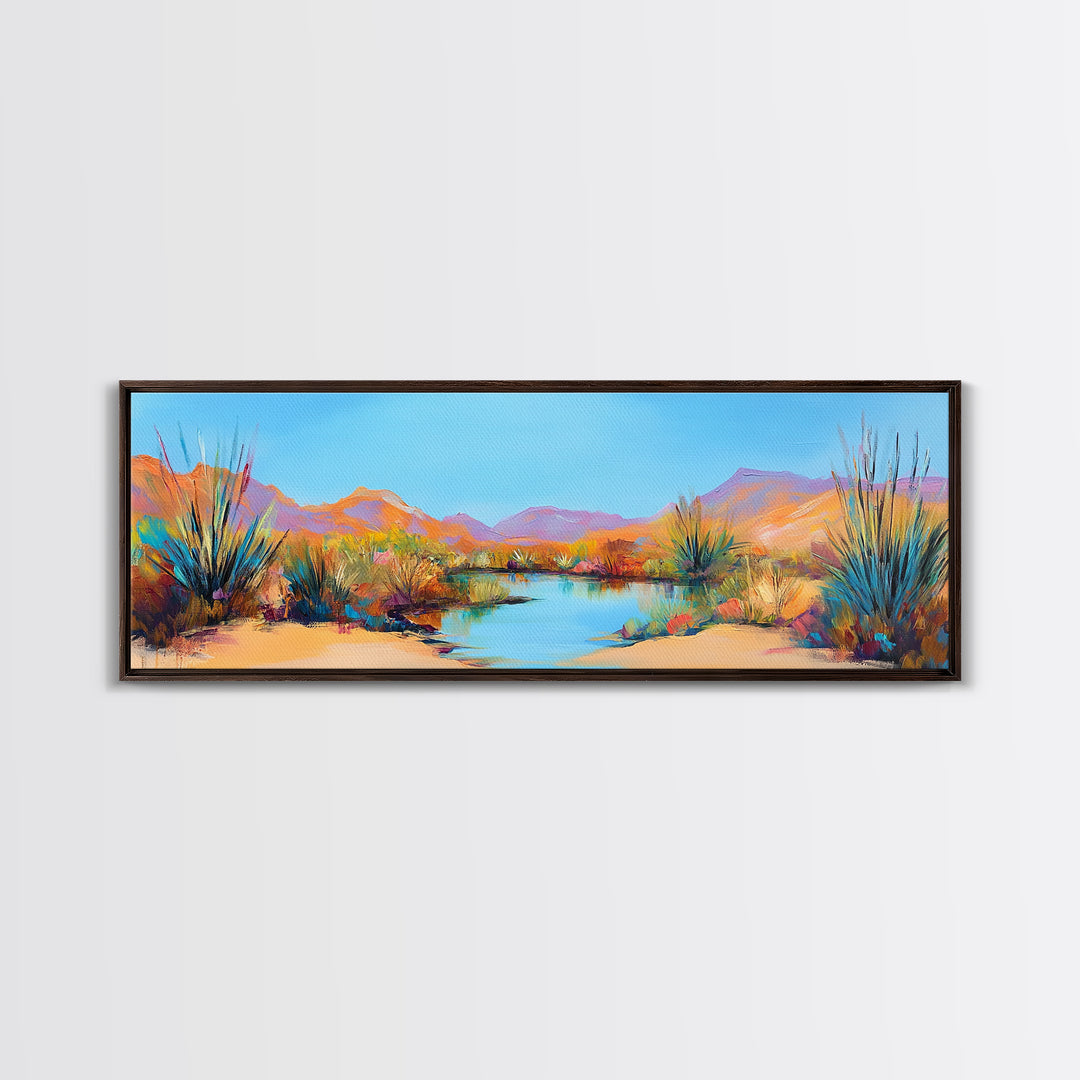 Coastal Landscape Art, Framed Canvas Print, Extra Wide Art, Lake Tahoe Art, Living Room Art, Panoramic Painting, Rustic Decor, Above Sofa Art