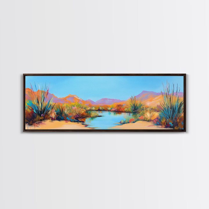 Coastal Landscape Art, Framed Canvas Print, Extra Wide Art, Lake Tahoe Art, Living Room Art, Panoramic Painting, Rustic Decor, Above Sofa Art