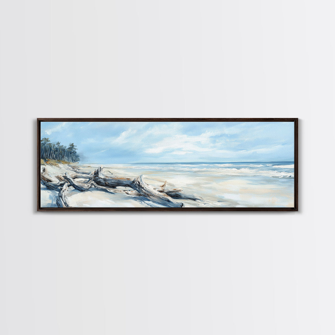 Coastal Decor, Framed Canvas Print, Nautical Painting, Seascape Painting, Rustic Wall Art, Extra Wide Art, Living Room Art, Above Couch Art