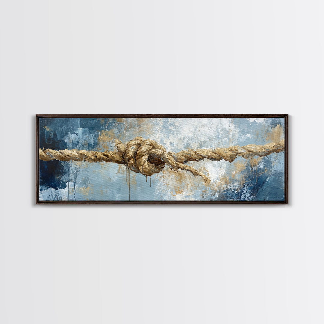 Nautical Rope Art, rustic decor, nautical painting, coastal decor, farmhouse art, wabi sabi art, framed canvas print, moody art