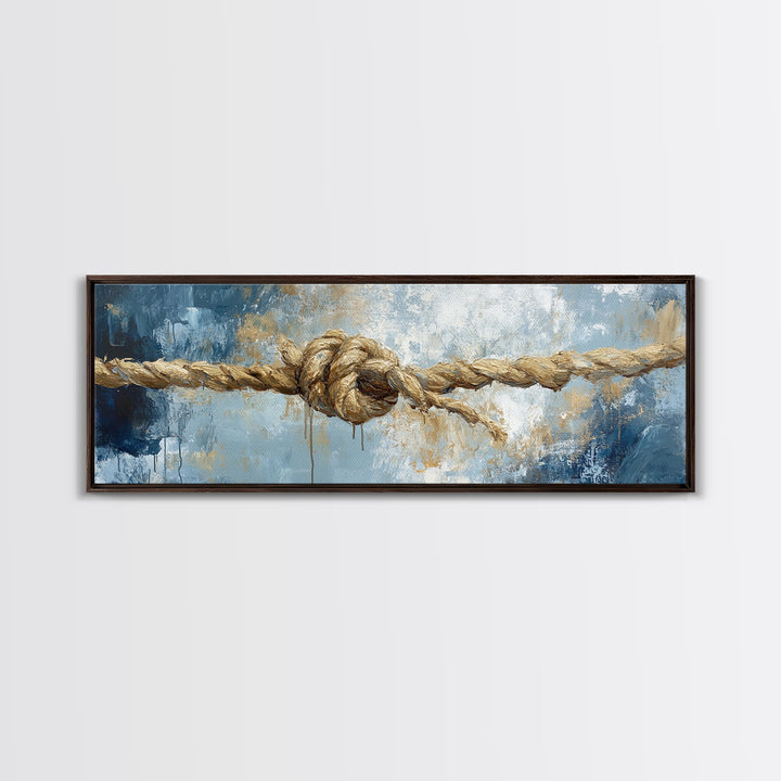 Nautical Rope Art, rustic decor, nautical painting, coastal decor, farmhouse art, wabi sabi art, framed canvas print, moody art