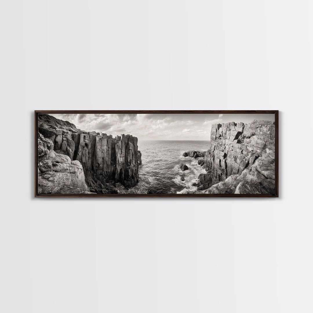 Coastal Cliffs, seascape painting, nautical wall art, Ireland painting, coastal landscape art, panoramic painting, framed canvas print