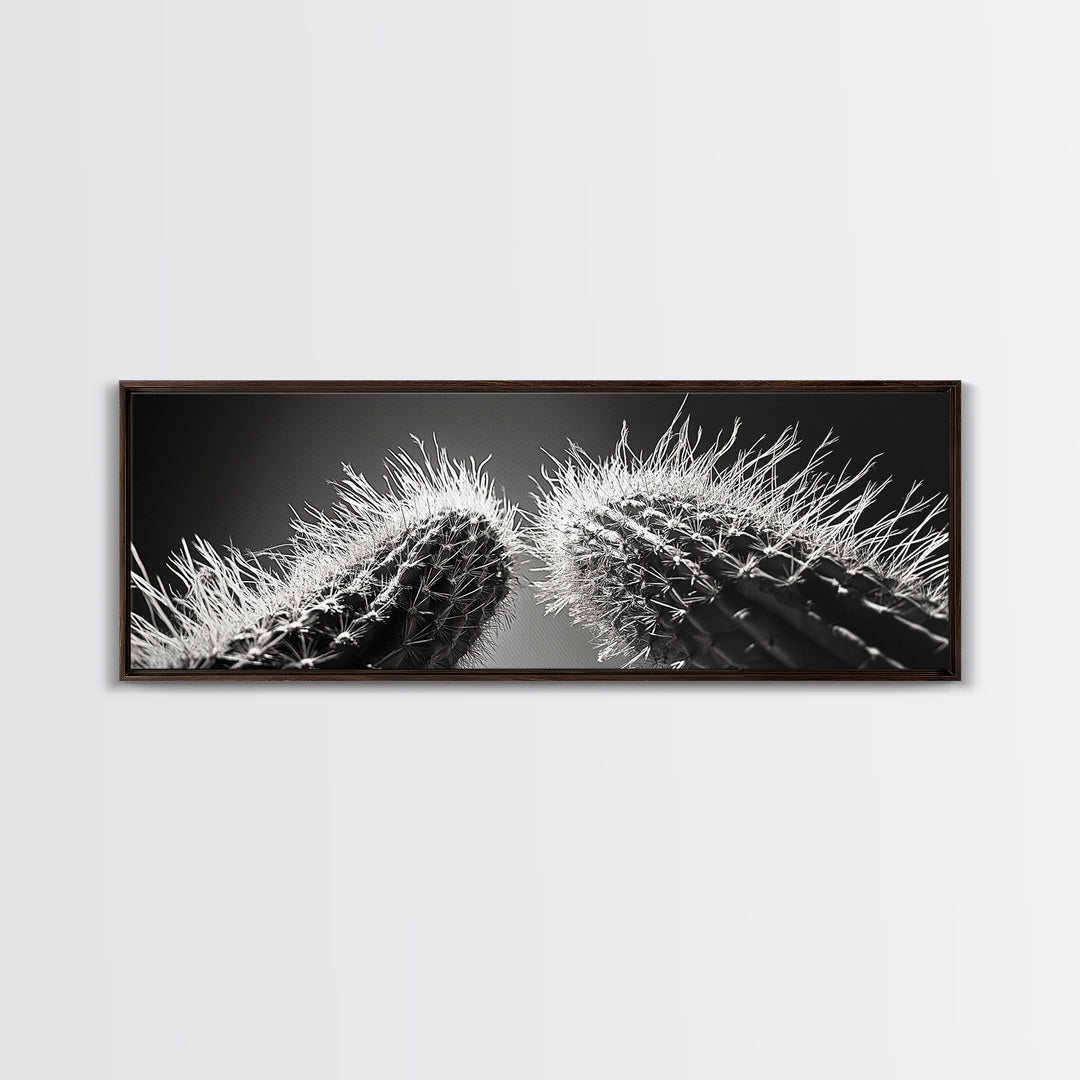 Desert Cactus, southwest wall art, moody art, Joshua tree art, extra wide wall art, nature photography, framed canvas print