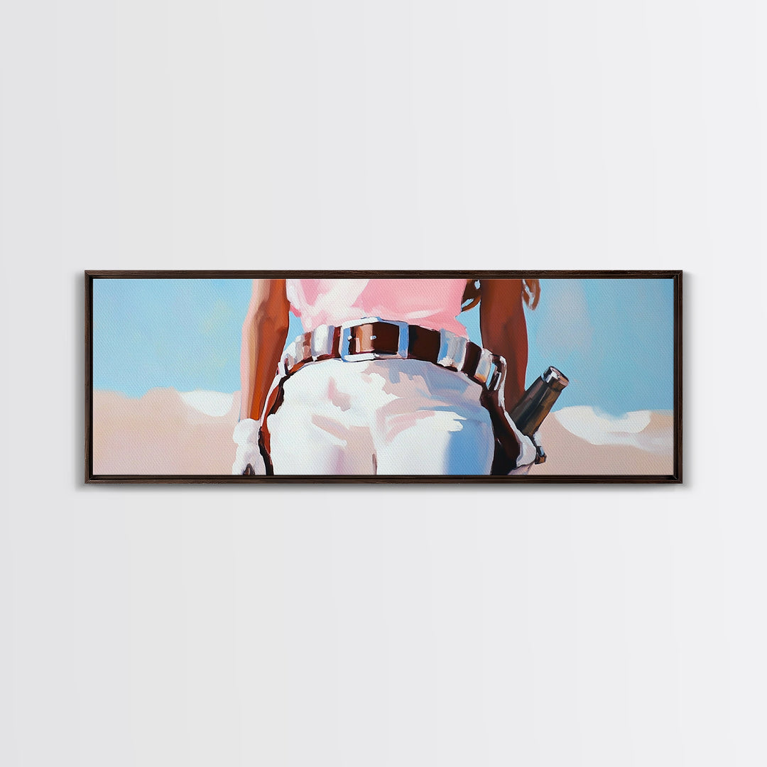 Cowgirl Painting, black cowgirl painting, western wall art, coastal cowgirl wall art, rustic decor, vibrant art, framed canvas print