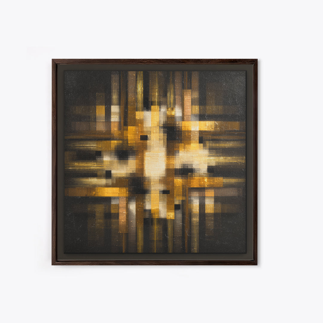 Soundwave Abstract with Black and Gold Lines Framed Canvas Print, Recording Studio Art, Music Art, Studio Decor, Analog, RSA-1x1-27