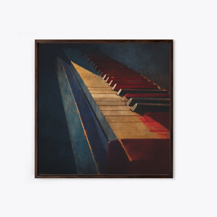 Piano Keys Fading into Shadow Framed Canvas Print, Recording Studio Art, Home Decor, Studio Decor, Analog, Minimalist Decor, RSA-1x1-32