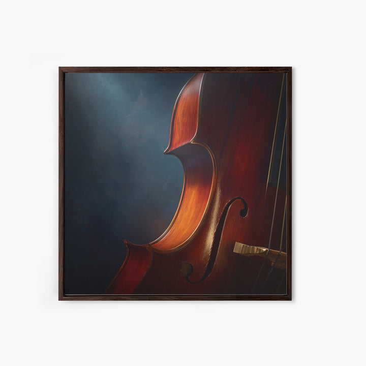Cello Curve Closeup Framed Canvas Print, Recording Studio Art, Music Wall Art, Studio Decor, Fine Art, Analog, Musician Posters, RSA-1x1-44