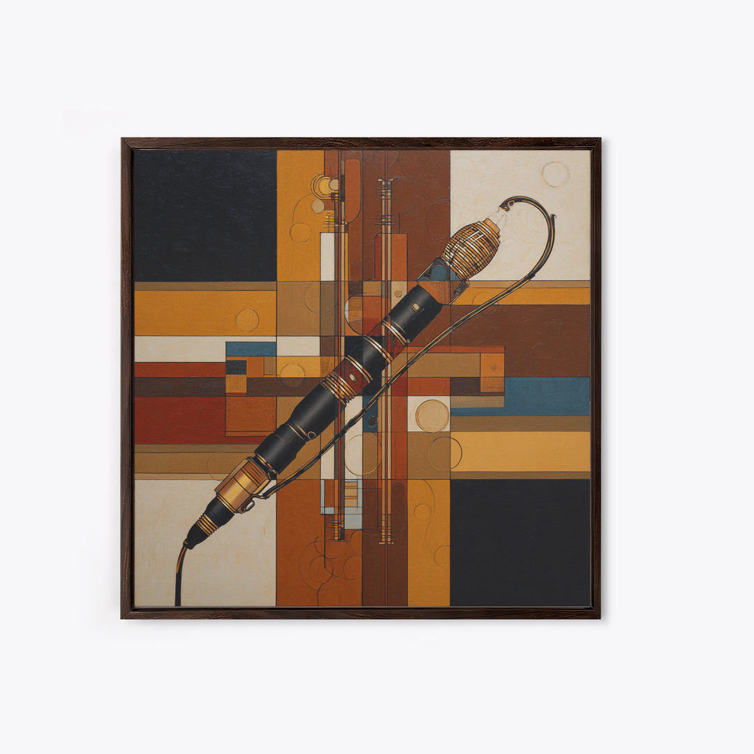 Microphone Cable Forming Elegant Line Art Canvas Print, Recording Studio Art, Studio Wall Art, Studio Decor, Abstract Art, RSA-1x1-45