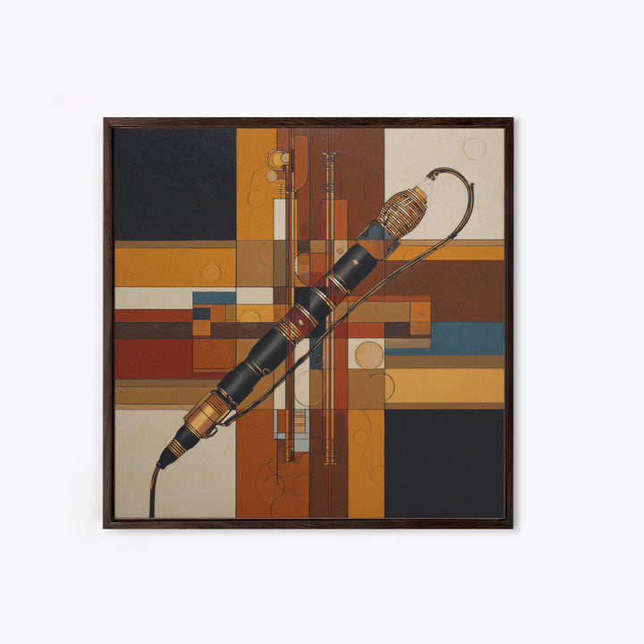 Microphone Cable Forming Elegant Line Art Canvas Print, Recording Studio Art, Studio Wall Art, Studio Decor, Abstract Art, RSA-1x1-45