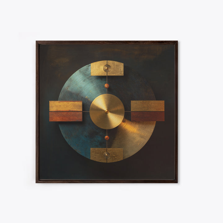 Gold Record Circular Composition Framed Canvas Print, Recording Studio Art, Downloadable Print, Studio Decor, Fine Art, Analog, RSA-1x1-71