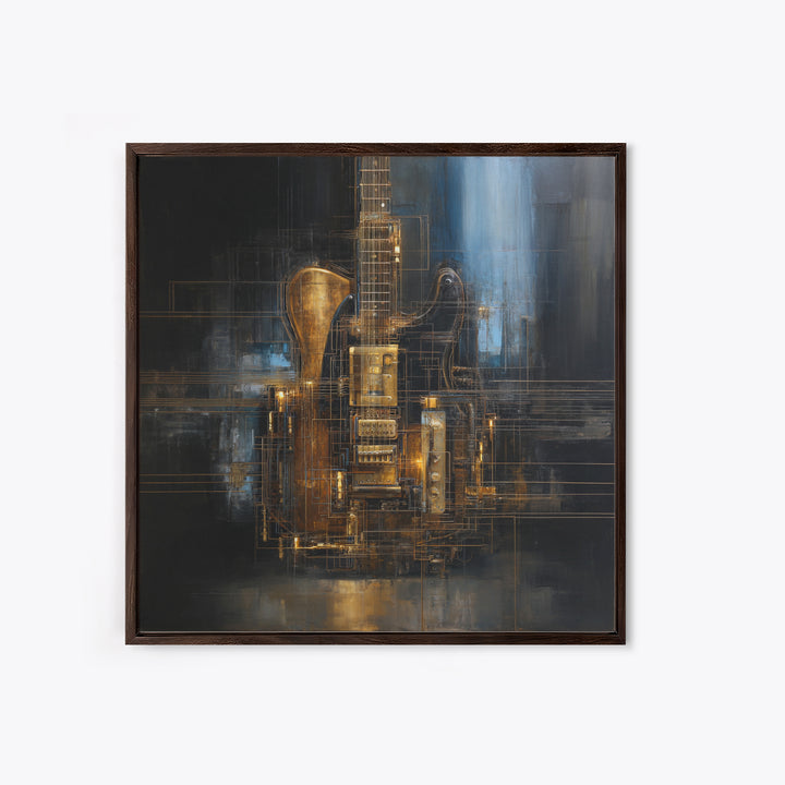 Soundwave Abstract with Black and Gold Lines Canvas Print, Recording Studio Art, Home Decor, Studio Decor, Abstract Art, Analog, RSA-1x1-75