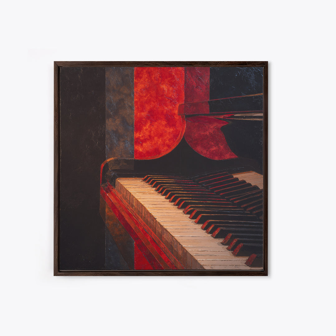 Piano Keys Fading into Shadow Framed Canvas Print, Recording Studio Art, Dtf Prints, Studio Decor, Analog, Music Studio, RSA-1x1-8