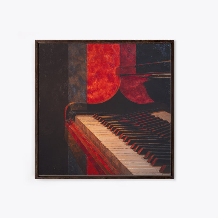 Piano Keys Fading into Shadow Framed Canvas Print, Recording Studio Art, Dtf Prints, Studio Decor, Analog, Music Studio, RSA-1x1-8