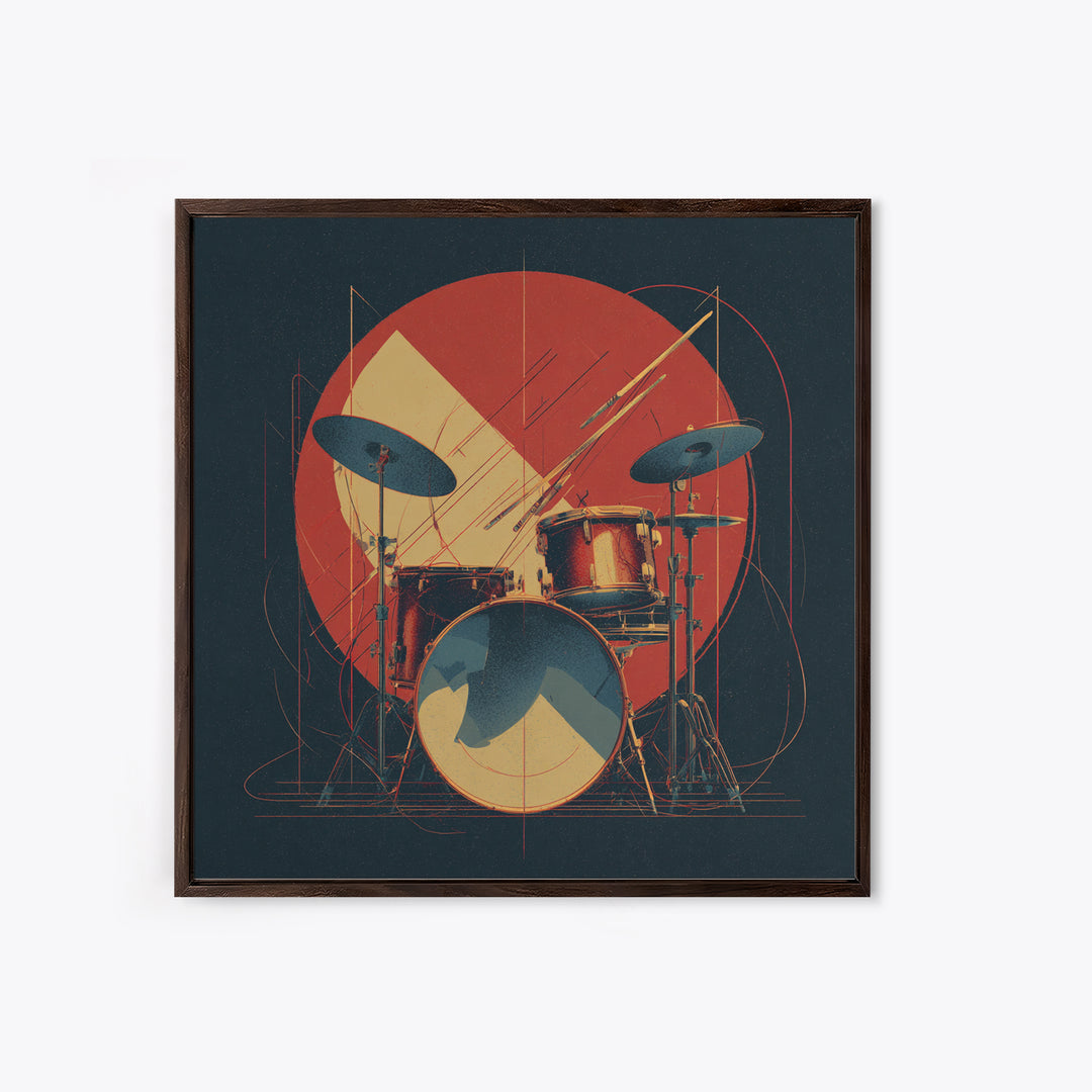 Drumsticks Crossed over Snare Drum Canvas Print, Recording Studio Art, Music Room Decor, Studio Decor, Oil Painting, Analog, RSA-1x1-82