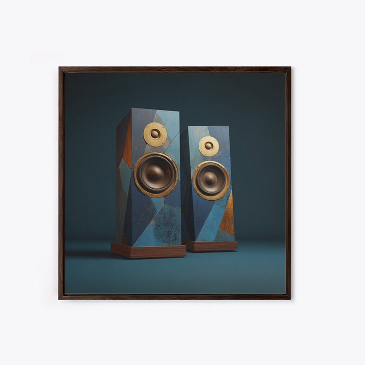 Studio Monitor Speakers as Bold Geometric Forms Canvas Print, Recording Studio Art, Studio Wall Art, Studio Decor, Analog, RSA-1x1-84