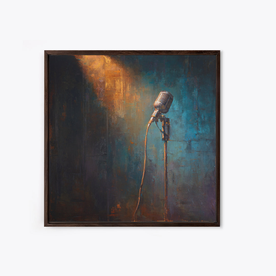 Microphone Cable Forming Elegant Line Art Framed Canvas Print, Recording Studio Art, Gallery Decor, Studio Decor, Abstract Art, RSA-1x1-93