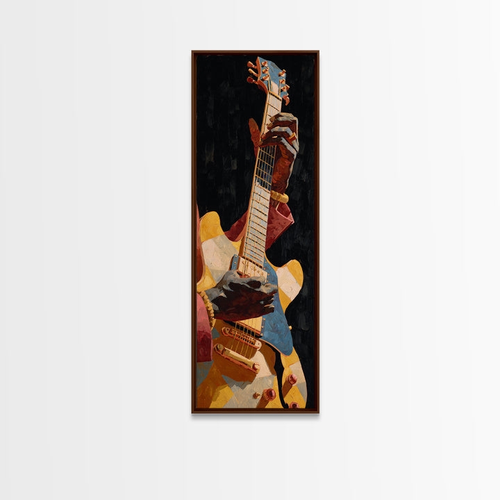 Musician Hands on Guitar Strings Canvas Print, Recording Studio Art, Luxury Decor, Studio Decor, Oil Painting, Analog, RSA-1x3-27