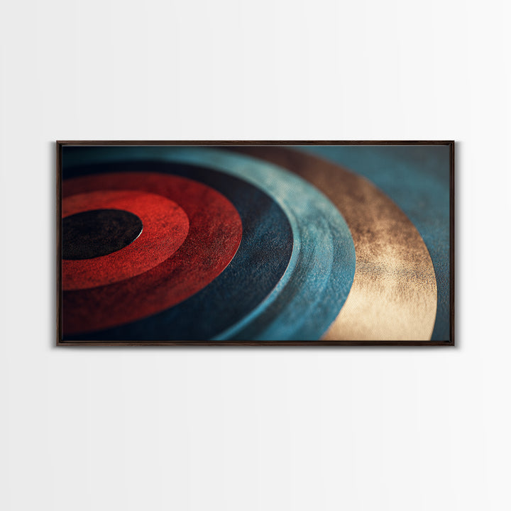 Vinyl Groove Closeup as Circular Abstract Framed Canvas Print, Recording Studio Art, Fine Art Print, Studio Decor, Abstract Art, RSA-2x1-10