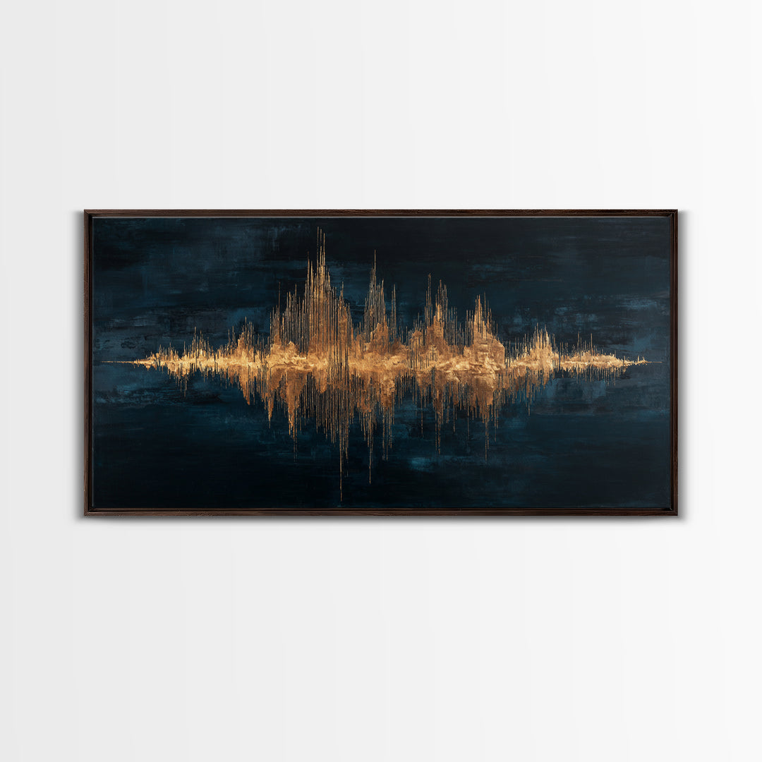 Soundwave Abstract with Black and Gold Lines Canvas Print, Recording Studio Art, Retro Wall Art, Studio Decor, Abstract Art, RSA-2x1-47