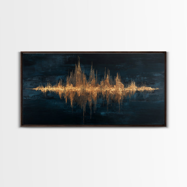 Soundwave Abstract with Black and Gold Lines Canvas Print, Recording Studio Art, Retro Wall Art, Studio Decor, Abstract Art, RSA-2x1-47