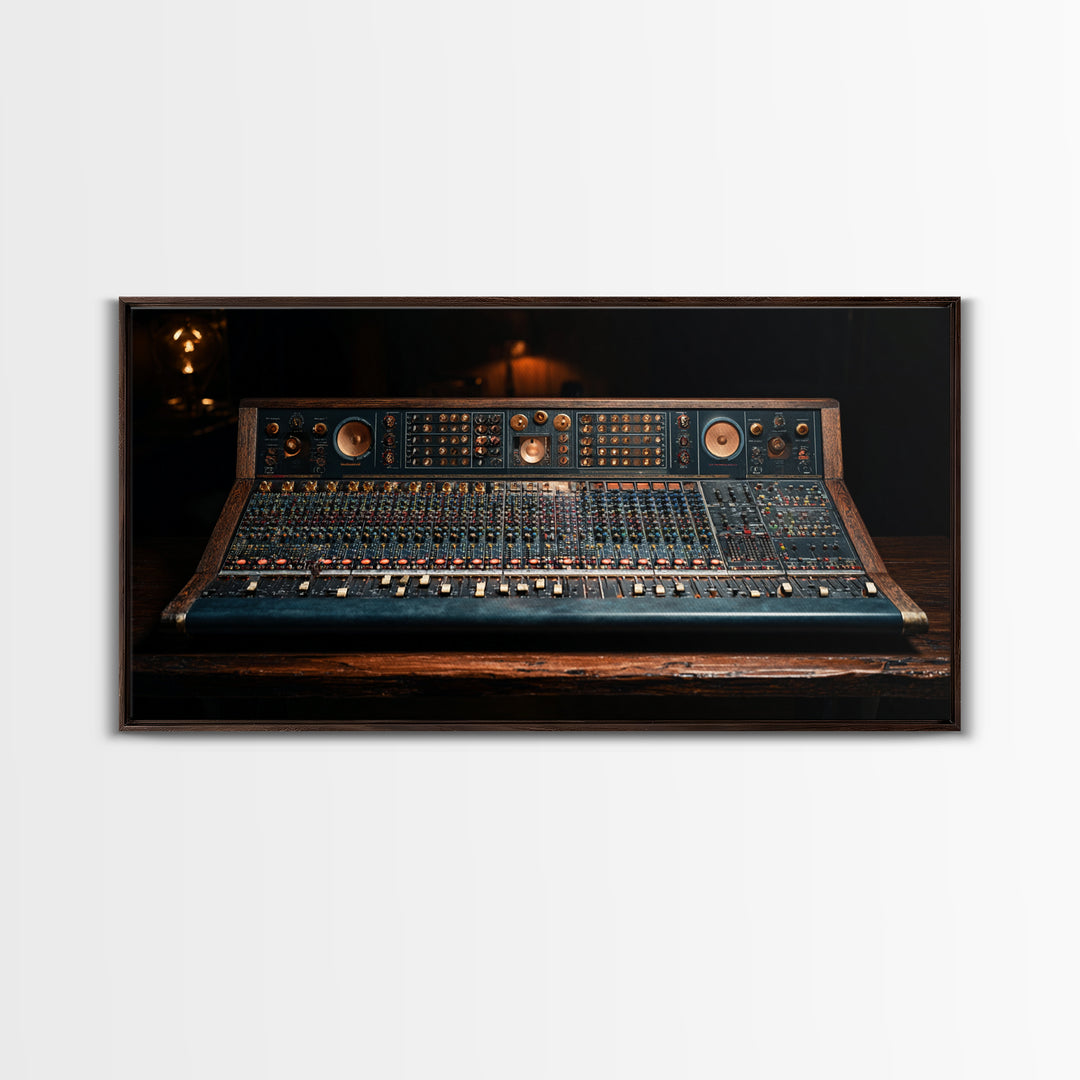 Mixing Console Faders Framed Canvas Print, Recording Studio Art, Luxury Decor, Studio Decor, Fine Art, Analog, Modern Wall Art, RSA-2x1-50