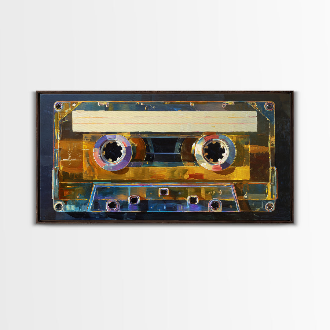 Retro Cassette Tape Framed Canvas Print, Recording Studio Art, Music Wall Art, Studio Decor, Fine Art, Analog, Musician Posters, RSA-2x1-55