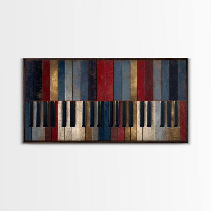 Piano Keys Fading into Shadow Canvas Print, Recording Studio Art, Unique Home Decor, Studio Decor, Analog, Rock Music Art, RSA-2x1-76